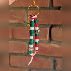 Colorful Beaded Christmas Bag Charm Keychain